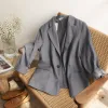 A grey fitted suit jacket for men's business casual single-breasted suit jacket details Picture